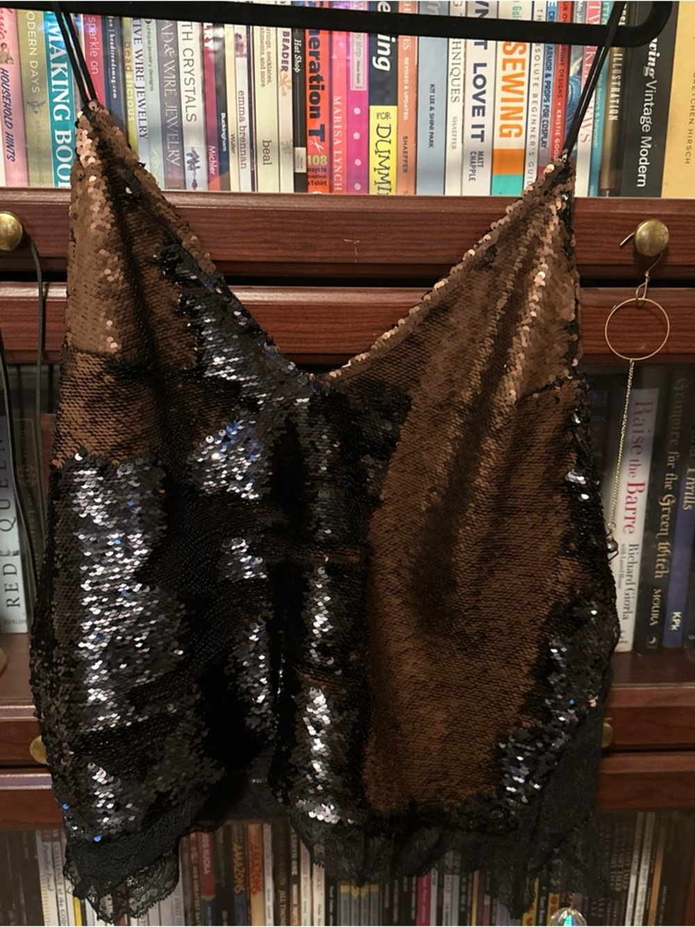 Intimately Free People Black/Bronze Sequin & Lace Women’s  Camisole